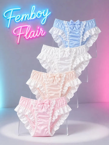 Cute Lolita Milk Silk Bow Ruffle Panties for Sweet Style