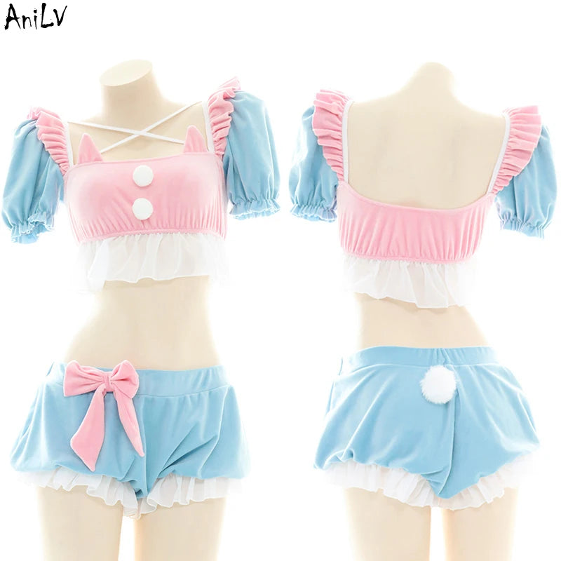 Anime Maid Lolita Lingerie Set | Cute Kawaii Cosplay Pajamas