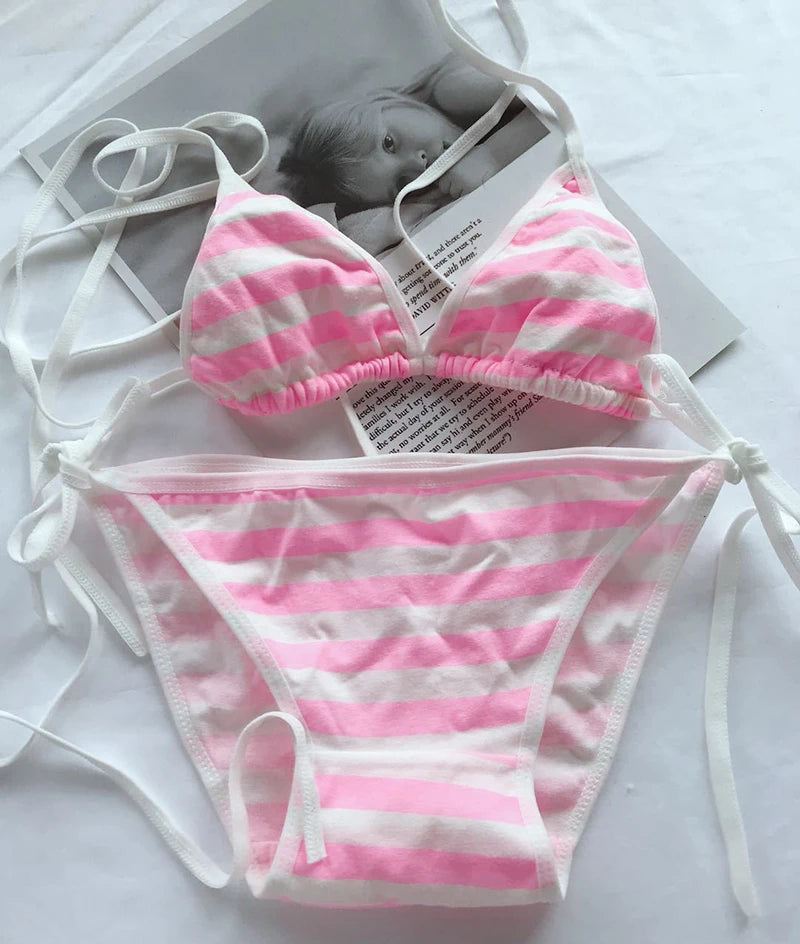 Kawaii Lolita Striped Bikini Lingerie | Adult Cosplay Set
