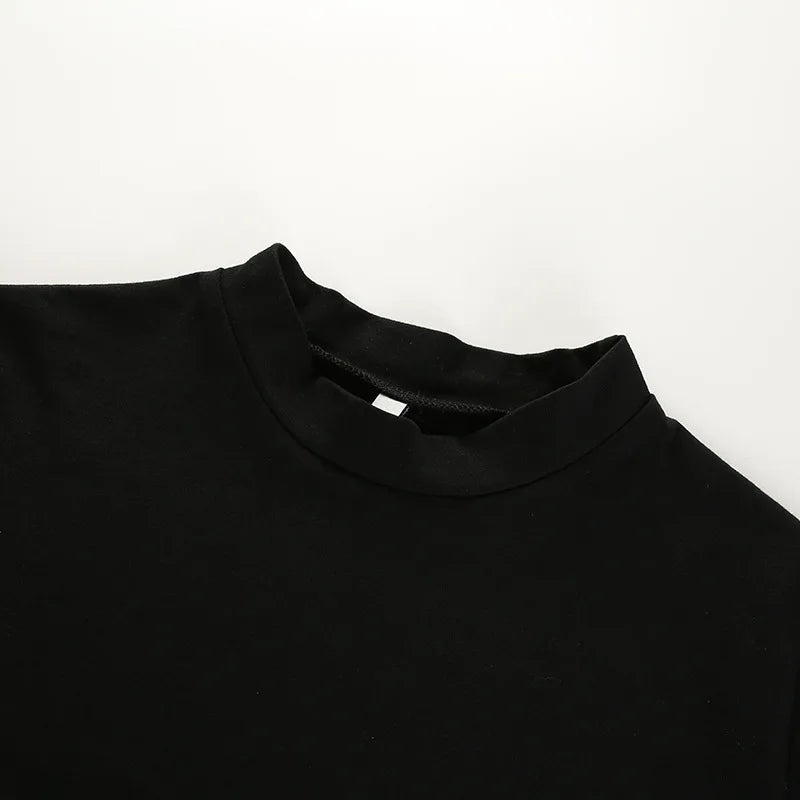 Summer Women Black Short T-Shirts Sexy Crop Tops Short Sleeve Bandage Tee Tops Female Shirts