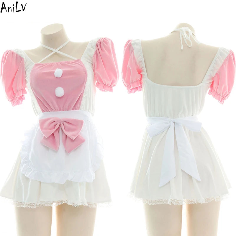 Anime Maid Lolita Lingerie Set | Cute Kawaii Cosplay Pajamas
