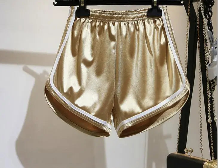 OMSJ Summer Sexy Skinny Women Yo-Ga Stretchable Shorts Casual High Waist Contrast Color Trendy Elastic Waist Short Pants Bottoms
