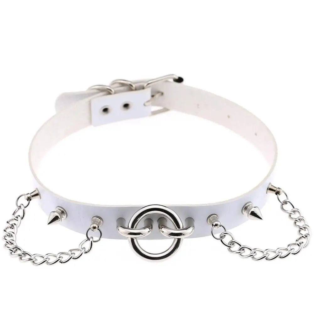 Gothic Spike PU Leather Choker Collar Necklace - Punk Belt