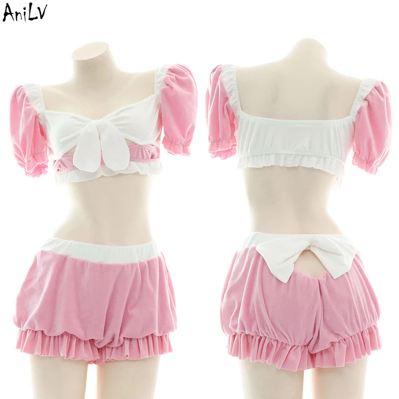 Anime Maid Lolita Lingerie Set | Cute Kawaii Cosplay Pajamas