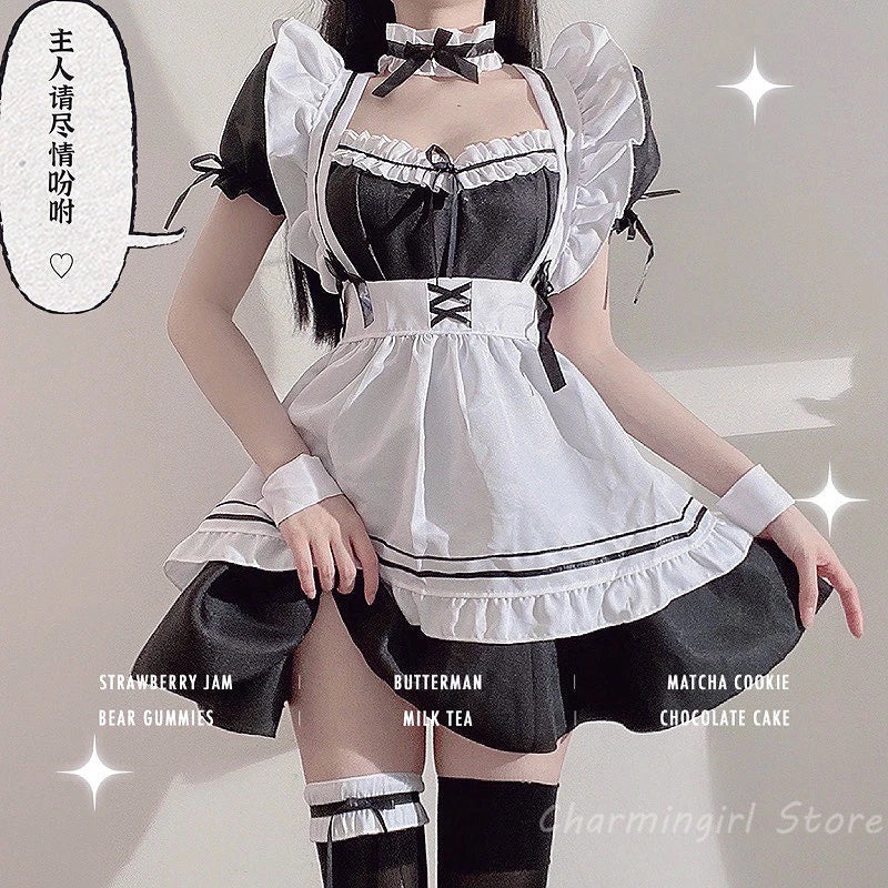 Sweet Kawaii Japanese Maid Cosplay Dress & Uniform Set
