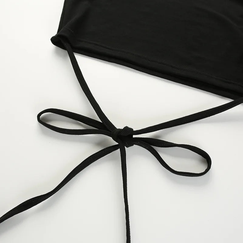 Summer Women Black Short T-Shirts Sexy Crop Tops Short Sleeve Bandage Tee Tops Female Shirts