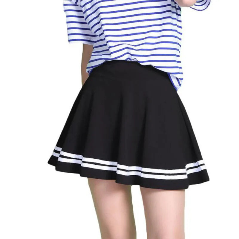 Summer 2026 Women Skirt Elastic Faldas Ladies Midi Skirts Pleated Black Sexy Stripe Girl Mini Short School Skirts saia feminina