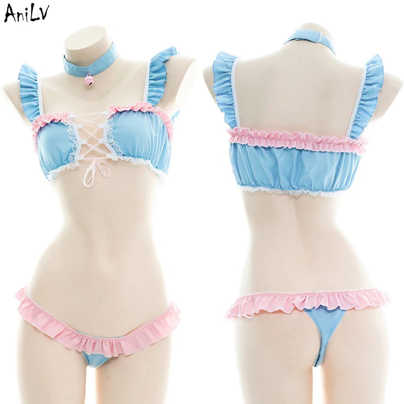 Anime Maid Lolita Lingerie Set | Cute Kawaii Cosplay Pajamas