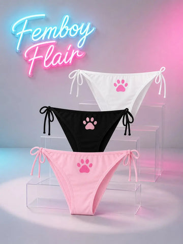 Kawaii Cat Claw Bowknot Low-Waist Briefs