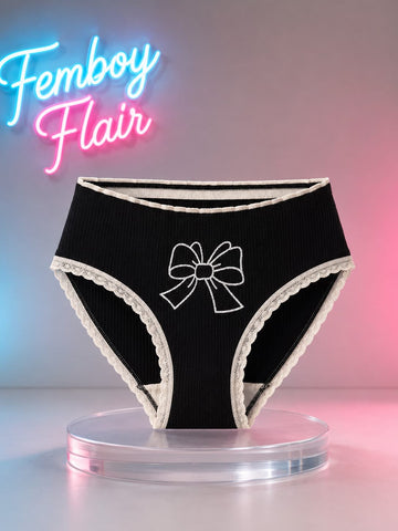 Kawaii Lolita Bow Cotton Panties | Mid-Waist Antibacterial Briefs
