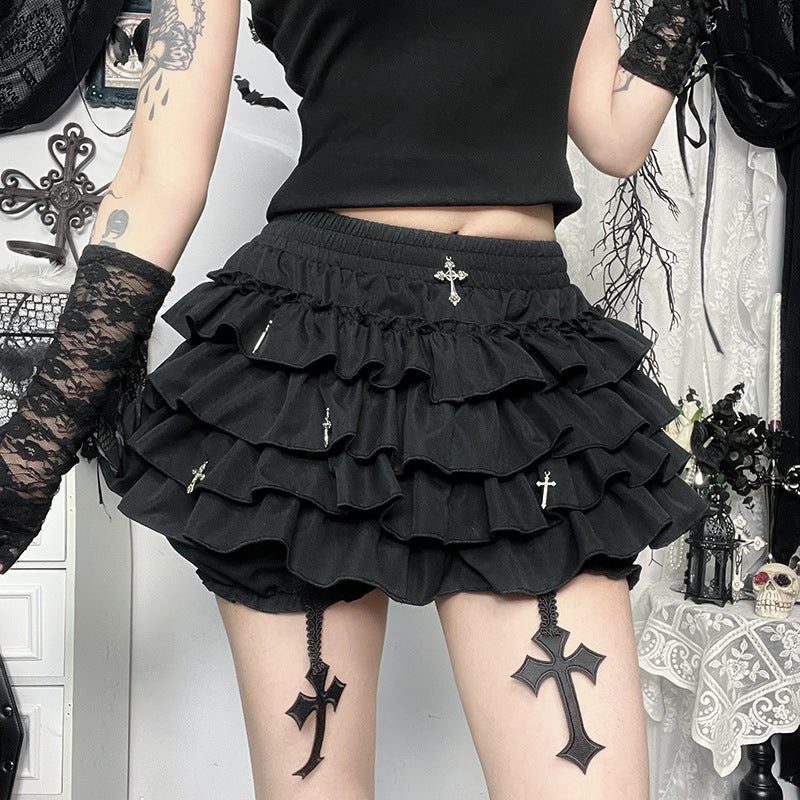 Black Women Punk High Waisted Goth Skirt Sexy Pleated Mini Skirt with Chain E Girl Lace-Up Tie PU Leather Corset Y2K Crop Tops