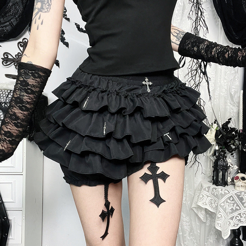 Black Women Punk High Waisted Goth Skirt Sexy Pleated Mini Skirt with Chain E Girl Lace-Up Tie PU Leather Corset Y2K Crop Tops
