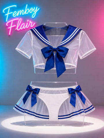 Qiaohu See-Through College Sailor Suit | Playful Roleplay Lingerie