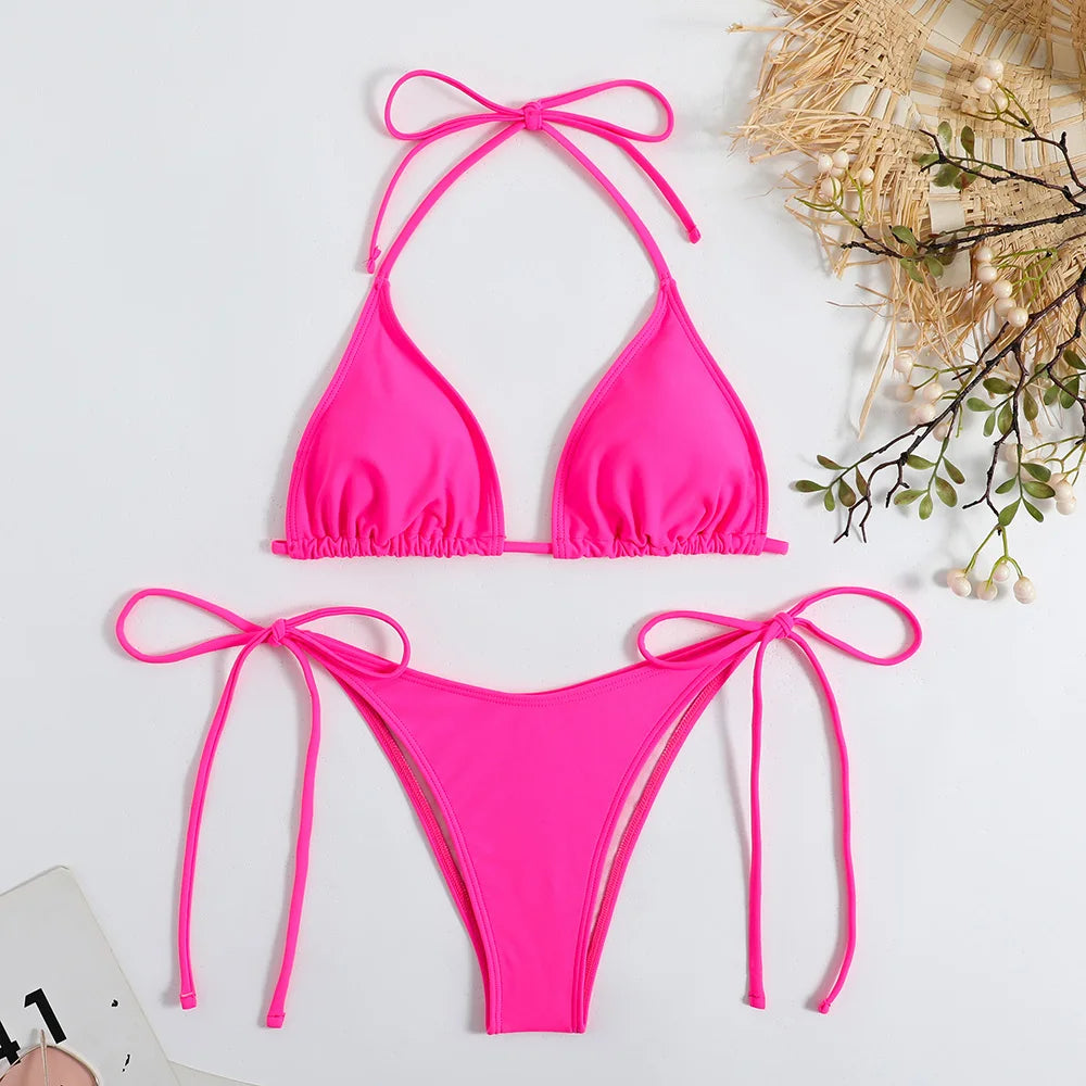 Sexy Lace-Up Micro Bikini Set | Thong Swimwear