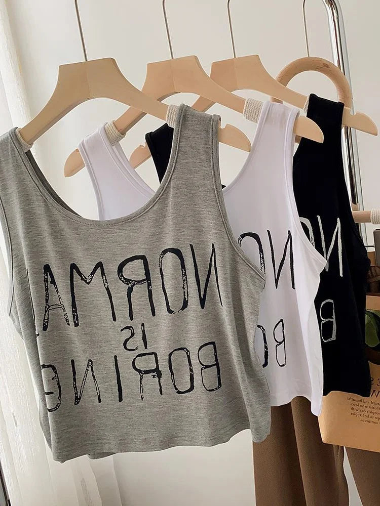 plus Size Women's Tank Top Loose Short Sleeveless Base Layer Slimming Trendy Ins Women's Fashion Summer Commute Style 2300 Po...