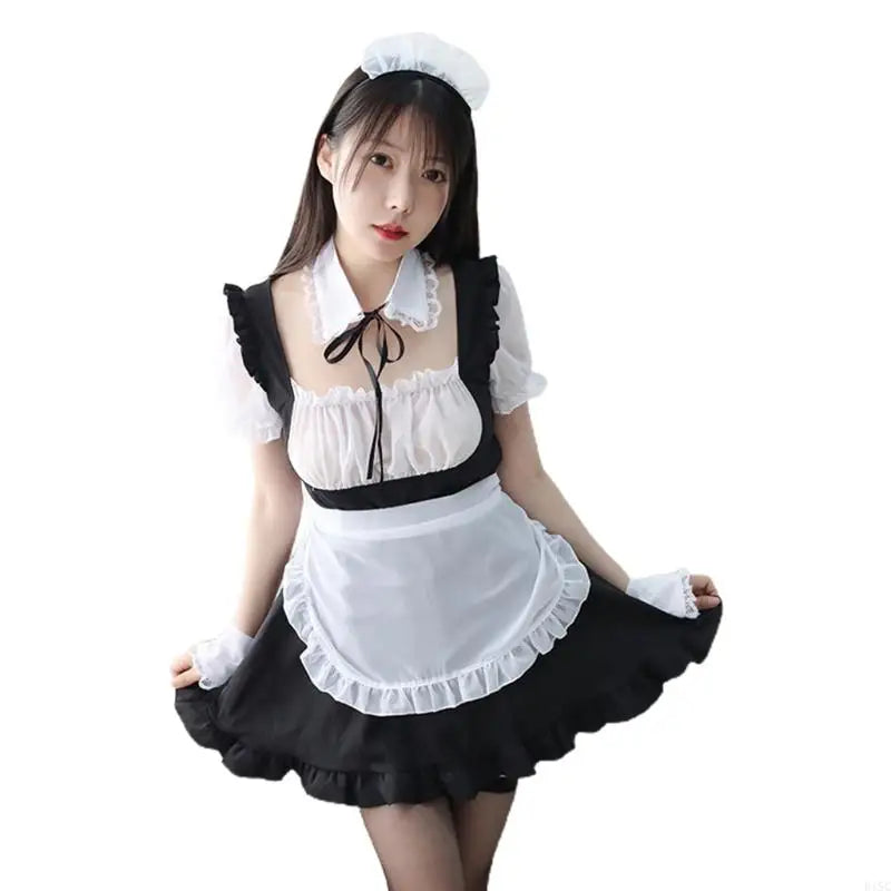 Black & White Lace Maid Cosplay Dress - Sexy Roleplay Uniform