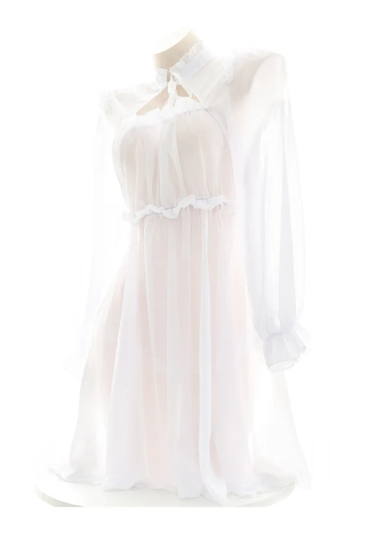 Alluring Lolita Maid Lingerie Dress | Sheer Lace Cosplay Set