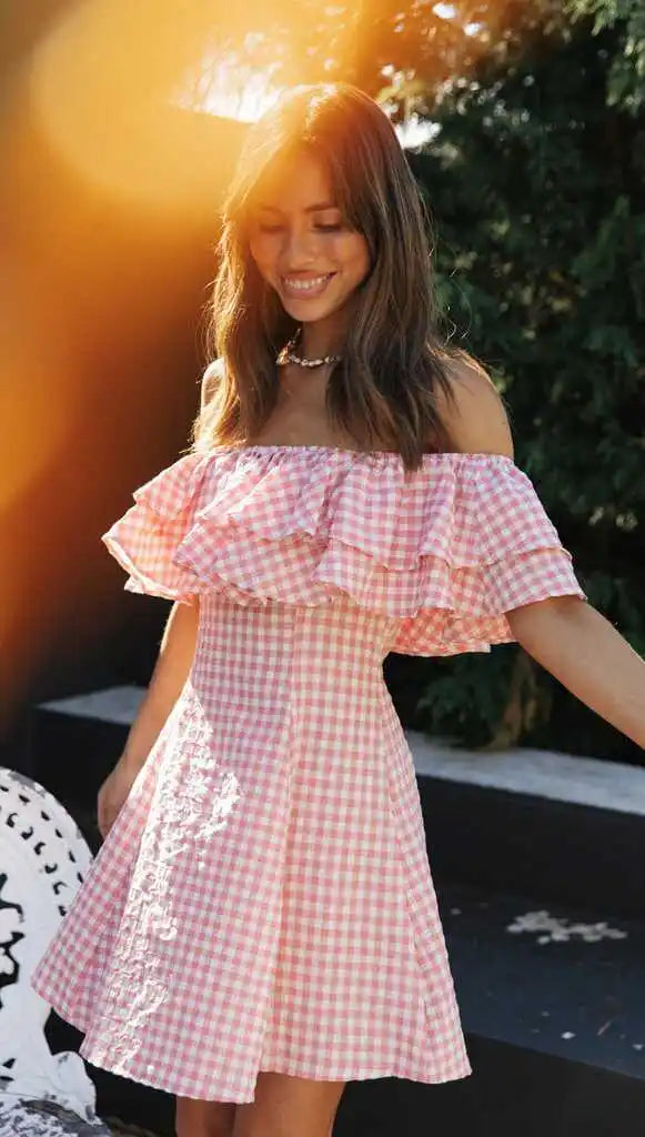 Chic Plaid One-Shoulder Mini Dress | Versatile All-Season Style