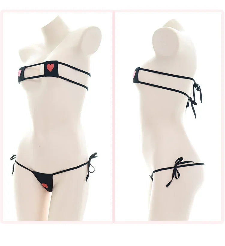 Sexy Kawaii Lolita Mini Bikini Set | Heart Bandage Lingerie