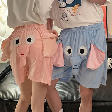 Funny Elephant Pajama Shorts Men Cartoon Sleep Bottoms