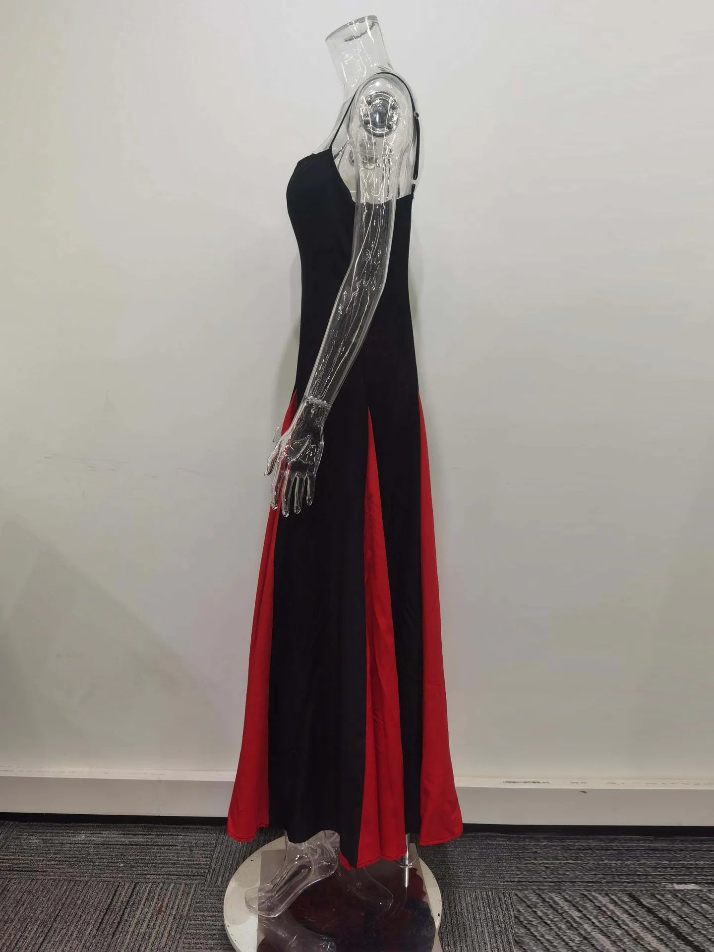 Elegant Color Block A-Line Knitted Bell Sleeve Dress