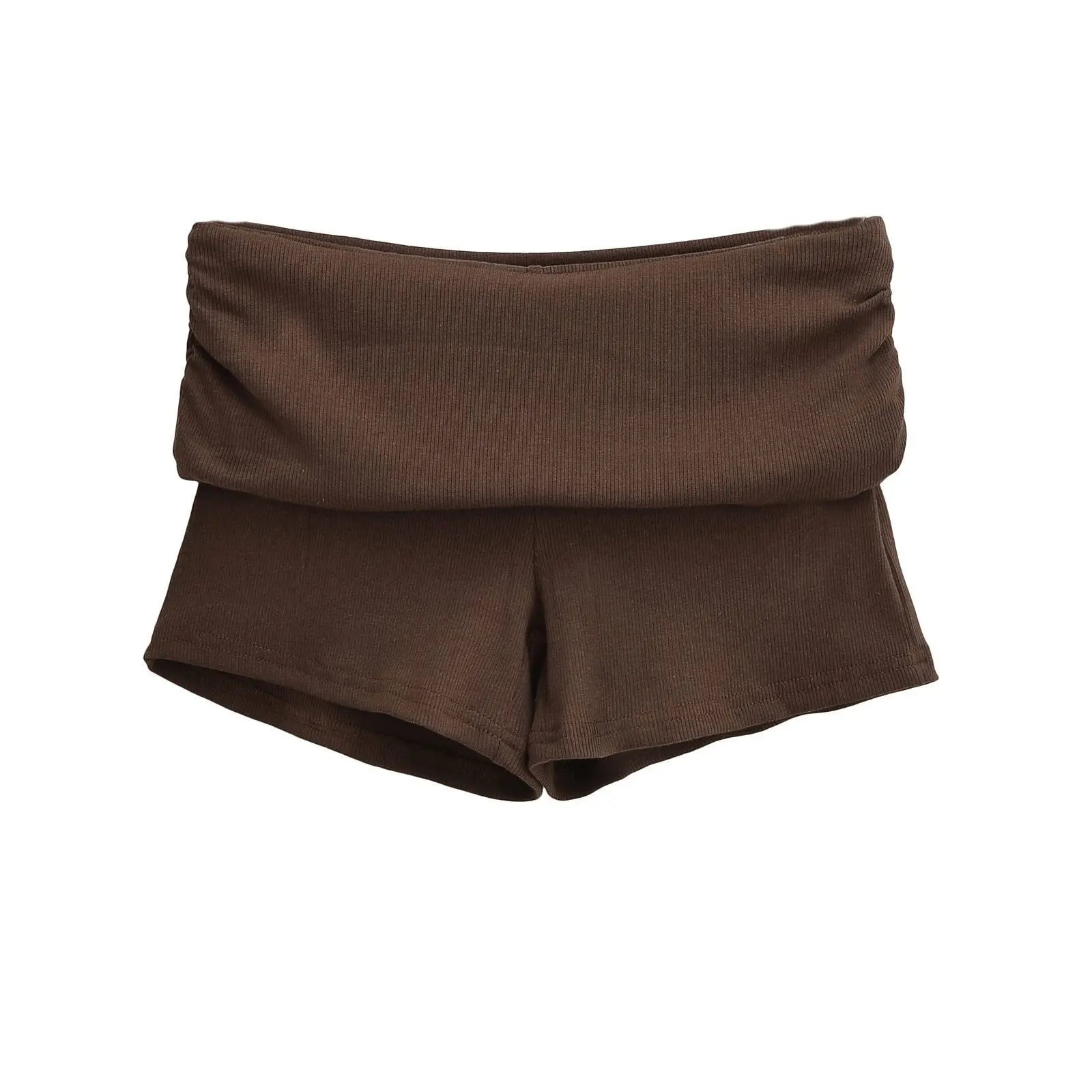 Summer Slim Yoga Shorts Women Casual Solid Color Fold Over Low Waist Lounge Shorts