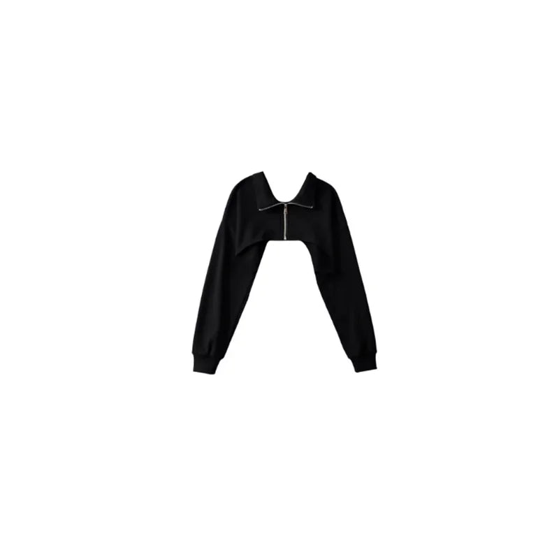 Sexy ort Zipper Hoodie Jaet Women's Loose Fit Bla Cardigan Sweatirt Outerwear Hip Hop Sle Ele Faion Ladies' Coat