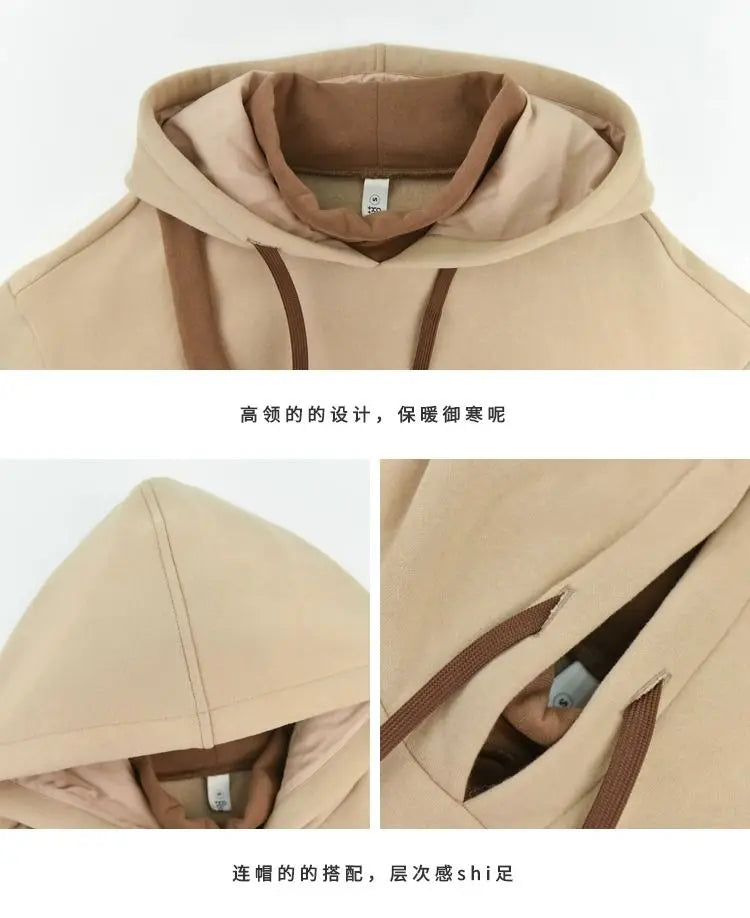 MiiiiX Preppy Style Fake Two-piece Hooded Sweatshirt Women's Outerwears 2024 Autumn Patchwork Loose Cute Thicken Hoodies Top