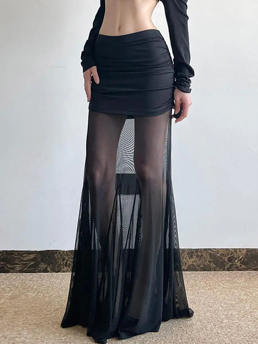 Sexy Mermaid Long Skirt with Me Splice High Waist f Body Skirt for Women Summer New Sle Personali Temperament Hot Girl