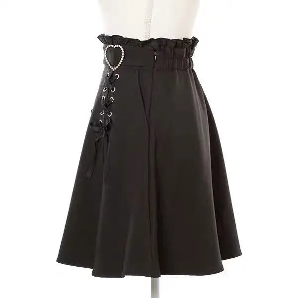 2026 Y2k Aesthetic Harajuku Style Skirt Sweet Girl High Waist Mini Bandage Lolita Skirts Womens Solid Streetwear Gothic Jk Saia