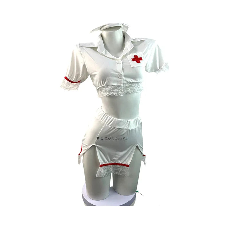 Exotic Nurse Lingerie Cosplay Uniform | Two-Piece Roleplay Set