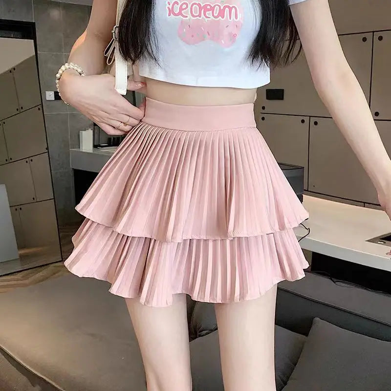Preppy Y2K Ruffled Mini Skirt Pants | High Waist, Fluffy Style
