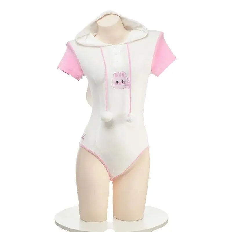 2026 Summer Sexy Lingerie Women Cute Rabbit Dva Sweater Sleeveless Hooded Anime Cartoon Skirt Costume Night Club Cosplay Dress