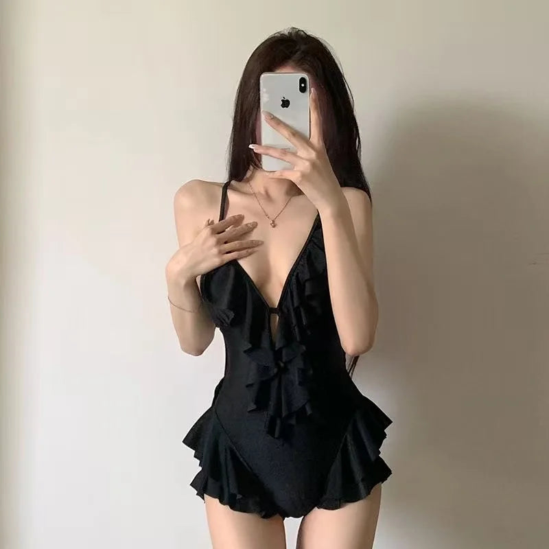 Korean Style Push-Up Backless Swimsuit | Flattering One-Piece