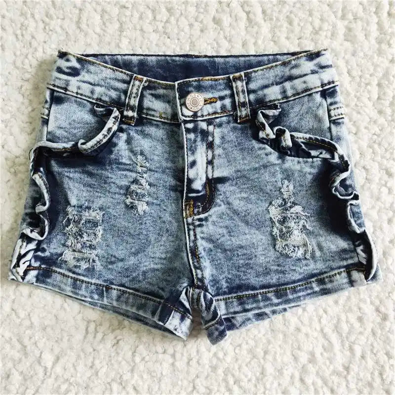 Baby Girl Cow Print Ripped Denim Shorts | Toddler Summer Style