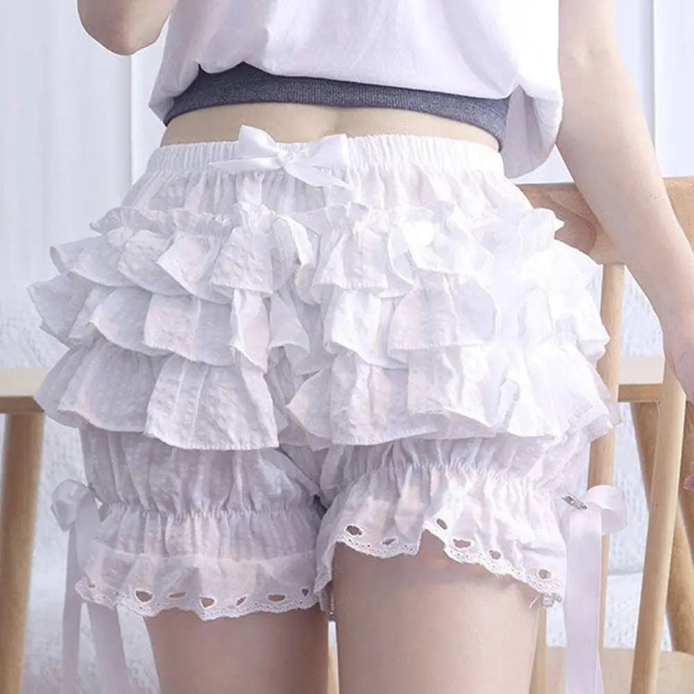 Fashion Pleated Safety Short Pants JK Cute Bloomers Vintage Bow Knot Petticoat Underpants Women