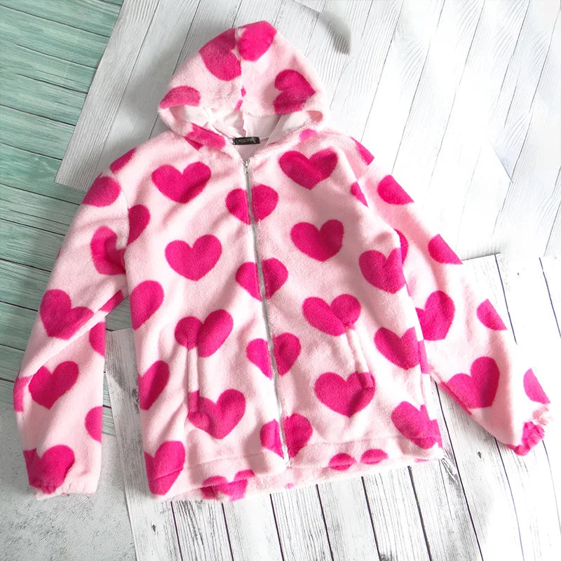 Hooded Thi Love Coat for Women's Youth Long Sve Open Cardigan Polyester Fiber Autumn Season Faionable Streetwear