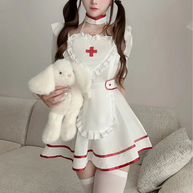 Sweet Heart Hollow Lolita Maid Cosplay Dress | Nurse Outfit Set