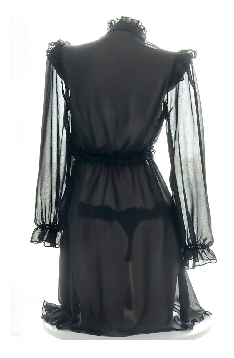 Alluring Lolita Maid Lingerie Dress | Sheer Lace Cosplay Set