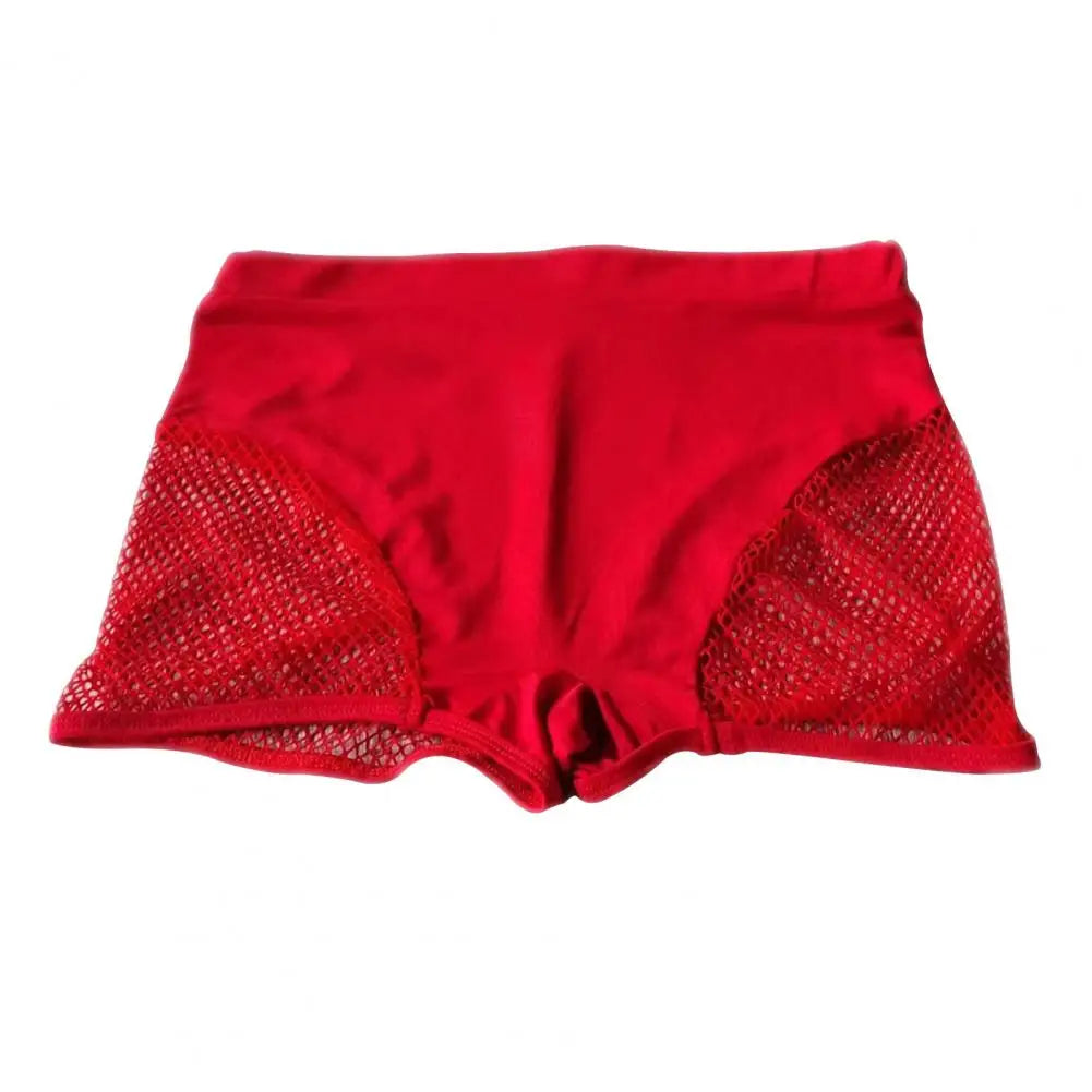 High Waist Booty Shorts Women Mesh Yoga Gym Pole Dance