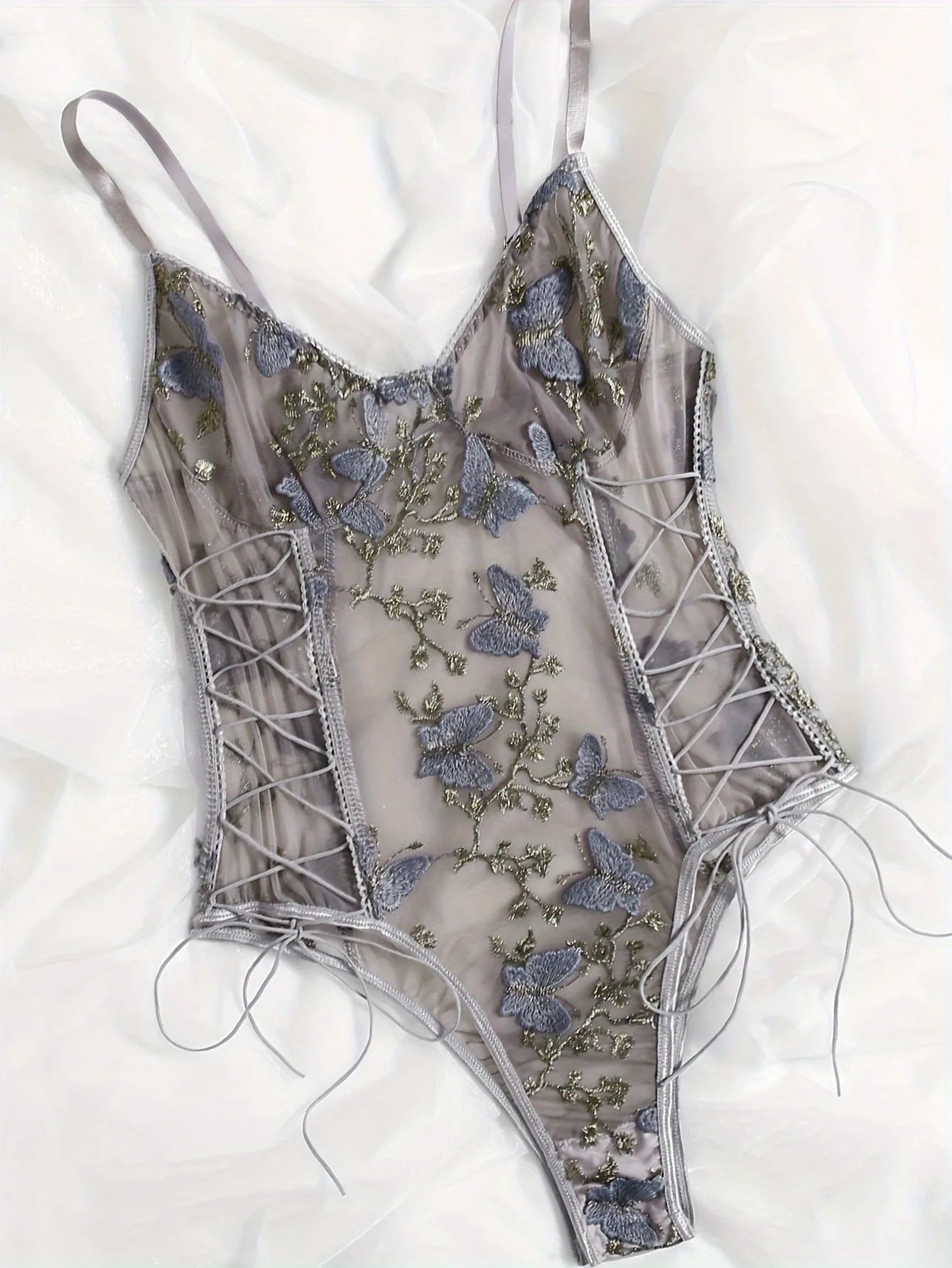 Exotic Floral Lace Bodysuit | Sexy Deep V Backless Lingerie