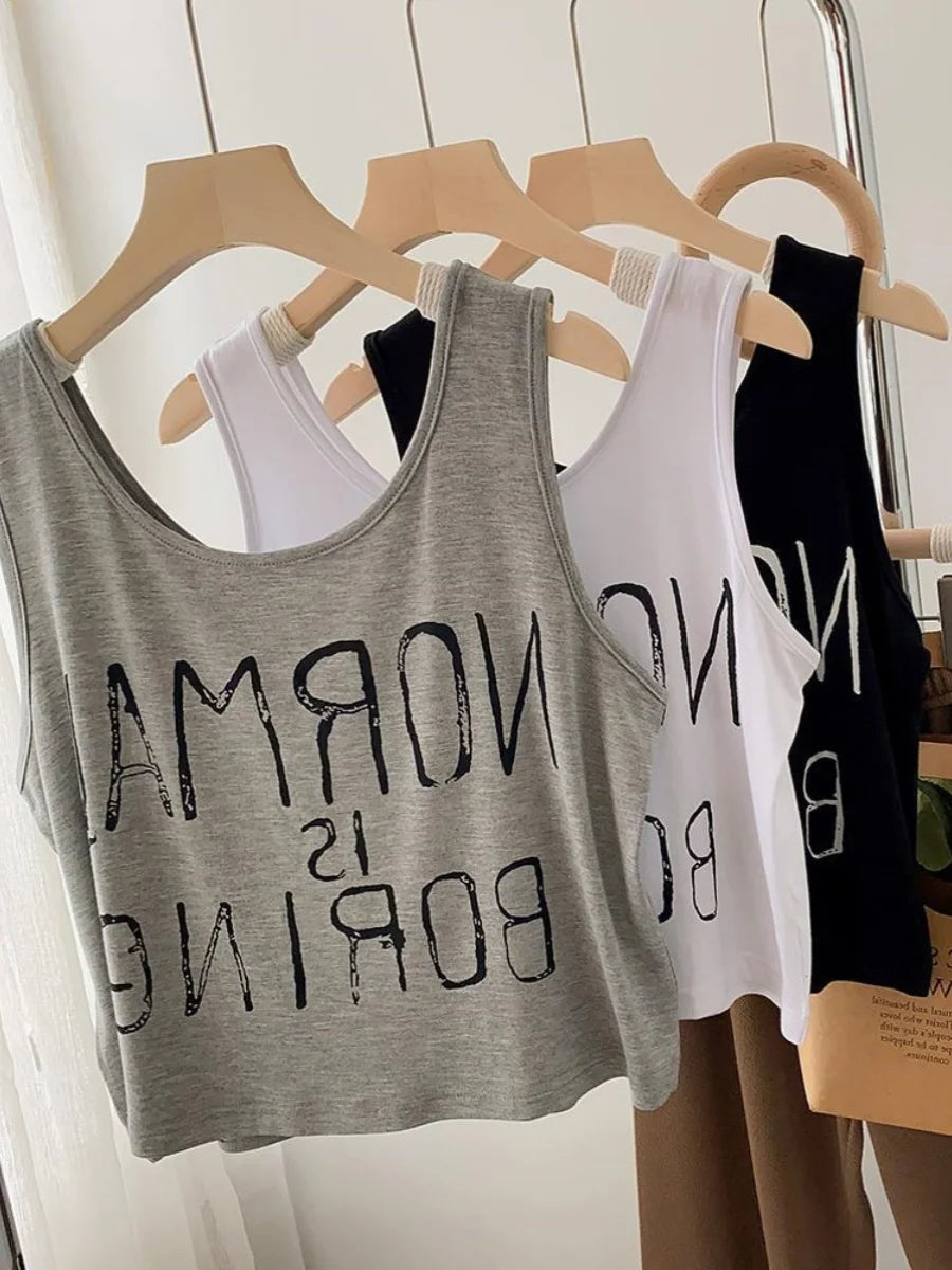plus Size Women's Tank Top Loose Short Sleeveless Base Layer Slimming Trendy Ins Women's Fashion Summer Commute Style 2300 Po...