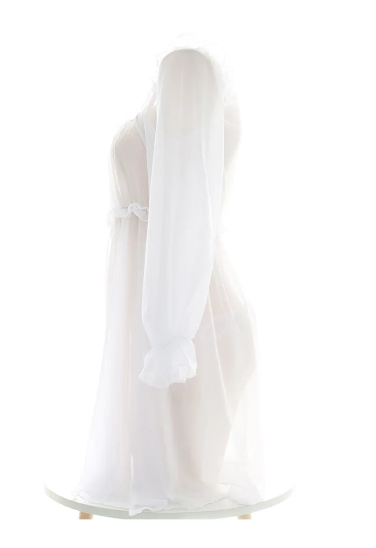 Alluring Lolita Maid Lingerie Dress | Sheer Lace Cosplay Set