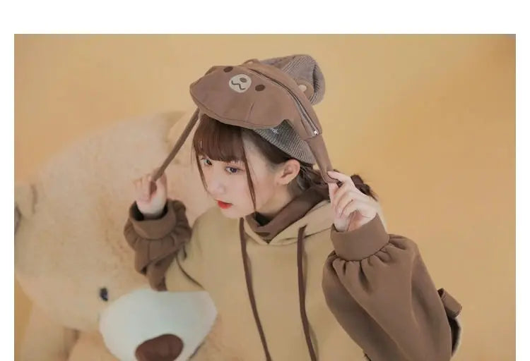 MiiiiX Preppy Style Fake Two-piece Hooded Sweatshirt Women's Outerwears 2024 Autumn Patchwork Loose Cute Thicken Hoodies Top