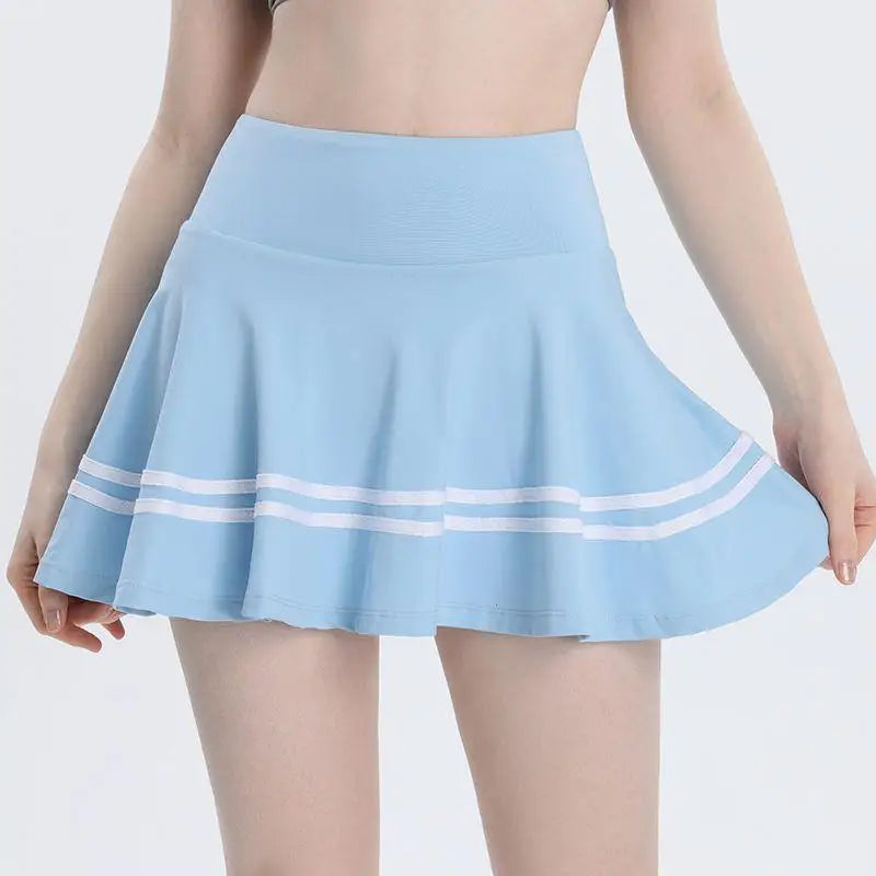 High Waist Yoga Pants Skirt High Waist Running Badminton Qui Dry Pleated Skirt Fake Two-Piece Sportswear for Women