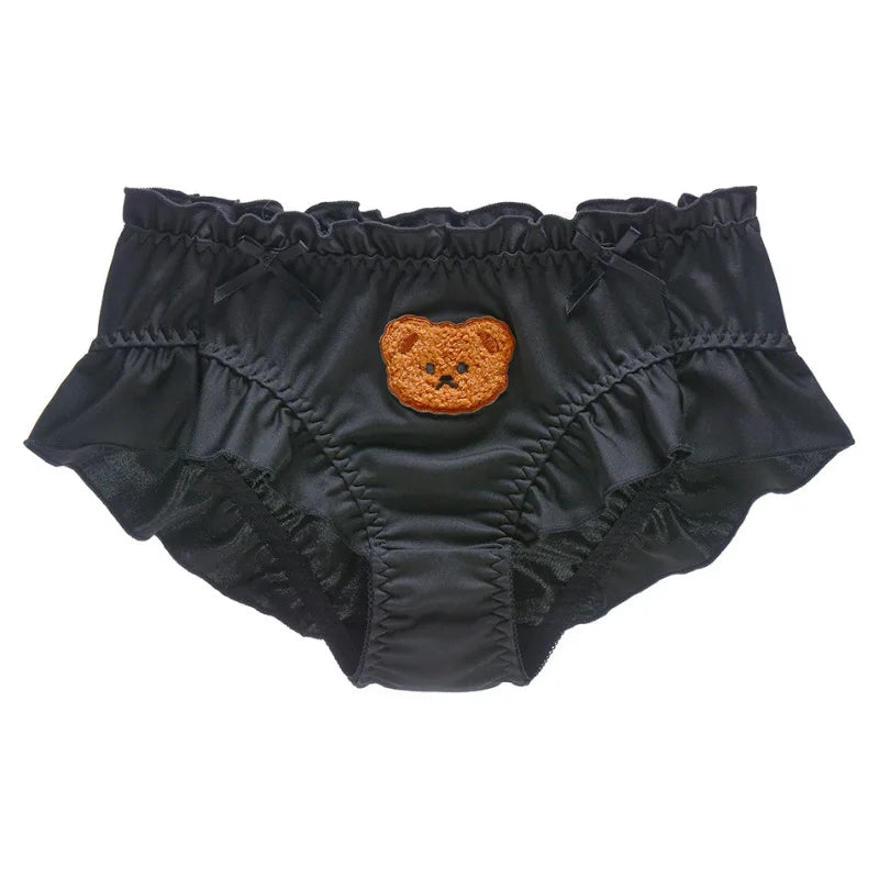 Soft Lolita Bear Embroidered Ruffle Panties | Cute Japanese Style