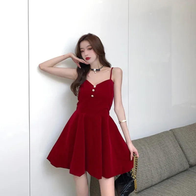 Red Christmas & New Year Princess Dress Set | Slimming 2-Piece