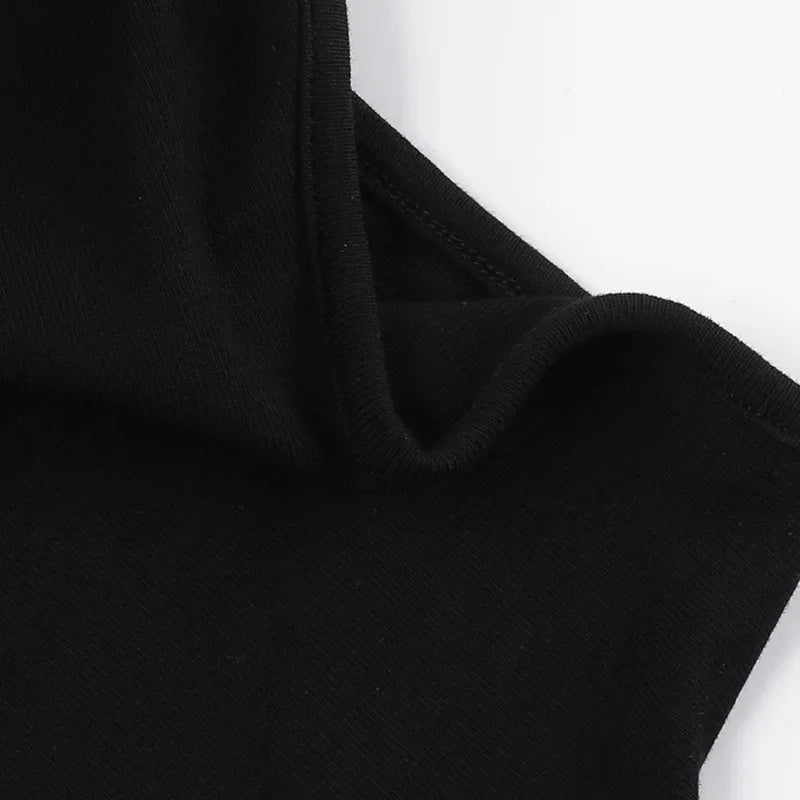 Goth Dark Cyber Y2K Skinny Turtleneck Tank Top Sexy Moon Chain Tassel Sleeveless Crop Tops Gothic Women Punk Streetwear Alt Vest