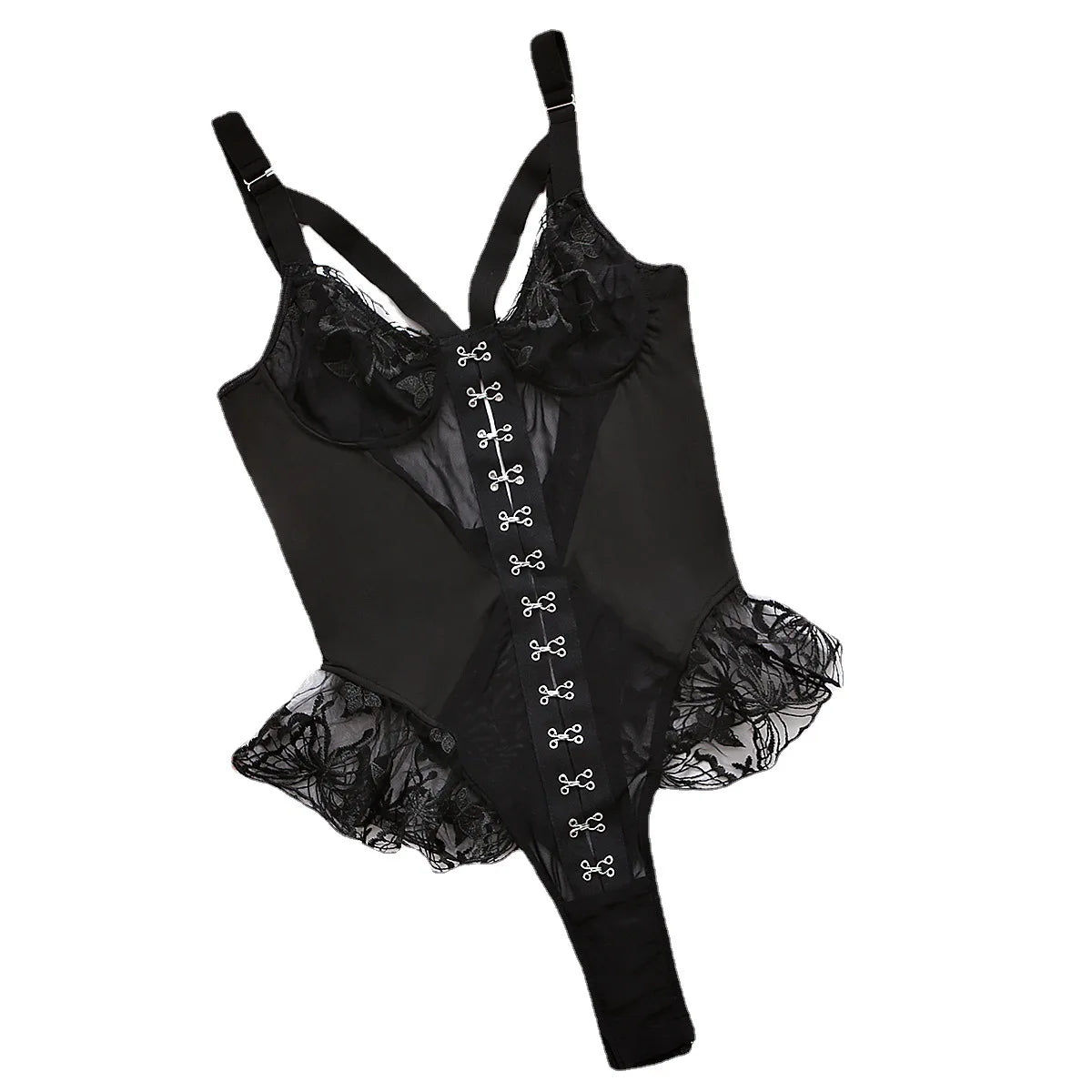 Black Corset Teddy Lingerie | Sexy Butterfly Mesh Lace Bodysuit