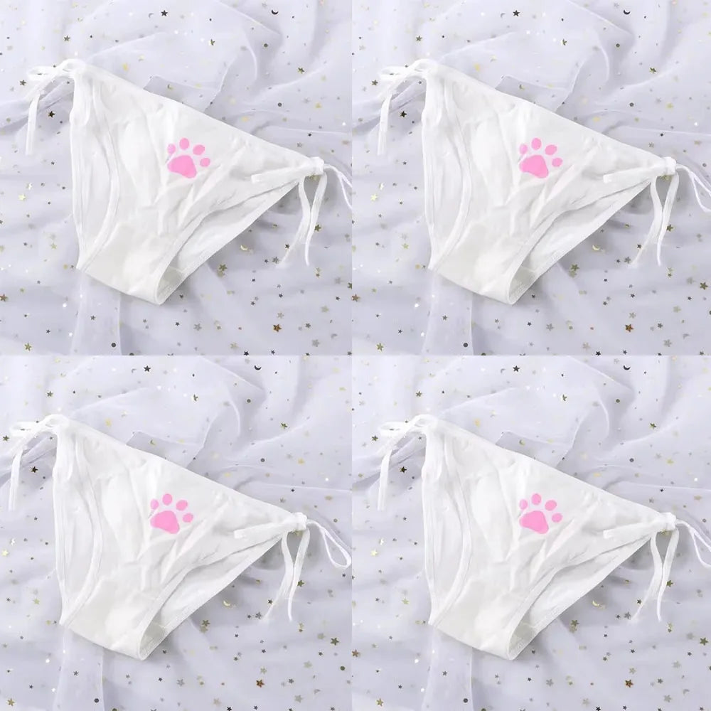 Kawaii Cat Claw Bowknot Low-Waist Briefs